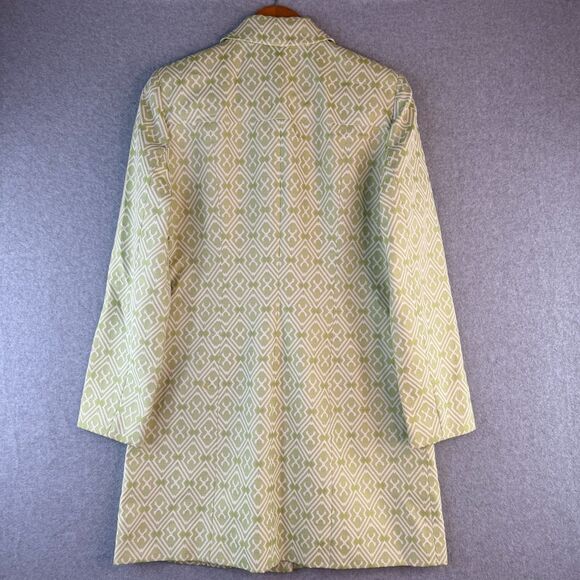 Vintage 'Enough About Me' Long Button Up Mint Green Art Deco 70s Coat Sz 6 Retro - Picture 3 of 11